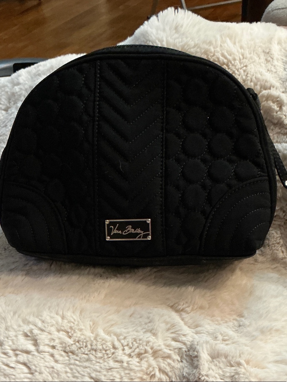 Vera Bradley Black Quilted Dome Cosmetic Pouch